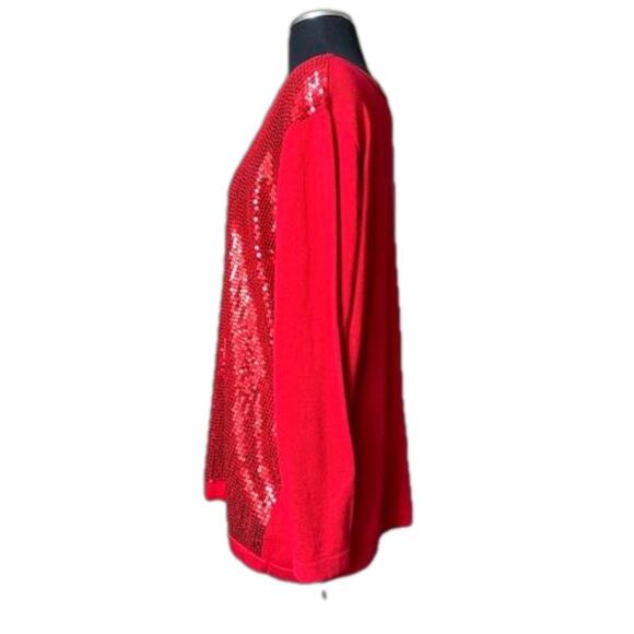 Quacker Factory Long Sleeve Red Sequin Embellished Zipper Front Cardigan Size 1X - Picture 3 of 15